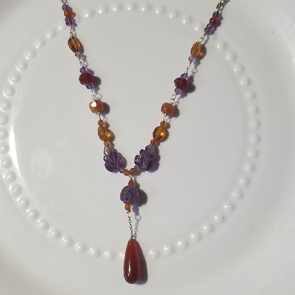 OOAK STERLING GEMSTONE BEADED NECKLACE - Picture 2 of 5